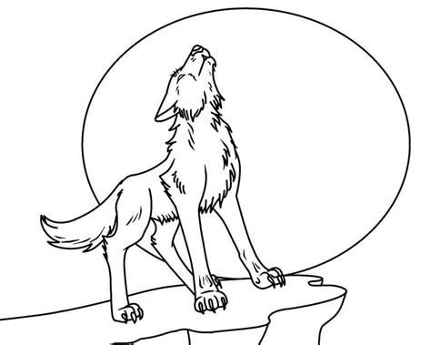 Lobo Uivando A Lua Para Colorir Imprimir E Desenhar Colorir Me