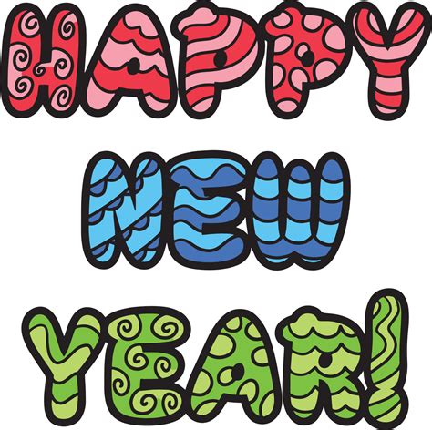 Happy New Year Banner Cartoon Colored Clipart 12902412 Vector Art At