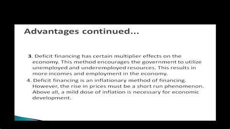 Advantages And Disadvantages Of Deficit Financing Youtube