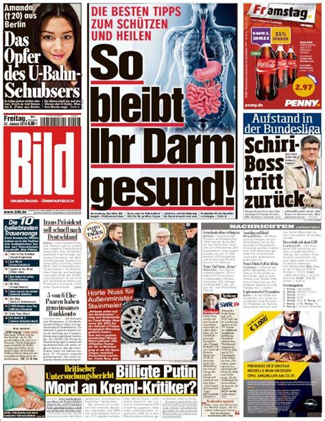 Newspaper Bild Germany Newspapers In Germany Friday S Edition