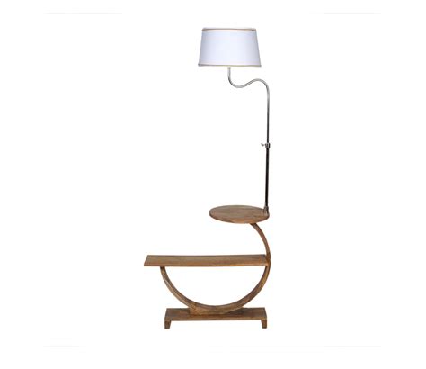 Buy Contemporary Fabric Shade Shelf Floor Lamp With Wood Base White