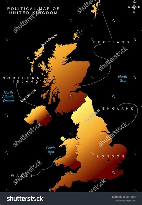 Political Map Uk United Kingdom Stock Vector (Royalty Free) 2241313219 ...