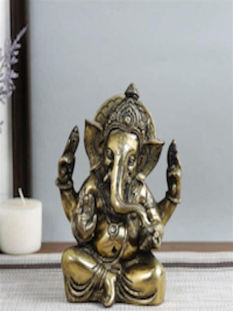 Buy Imli Street Gold Toned Brass Ganesha Idol Showpieces For Unisex