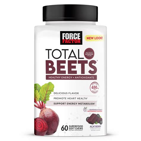 Force Factor Total Beets Soft Chews With Beetroot Supplement 60 Chews