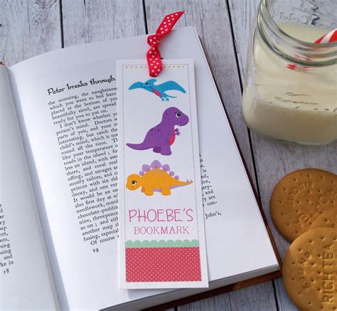 Personalised Cute Pink Dino Bookmark Dinosaur Bookmark Etsy