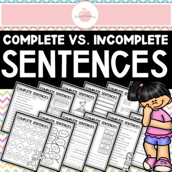 Complete And Incomplete Sentences TPT