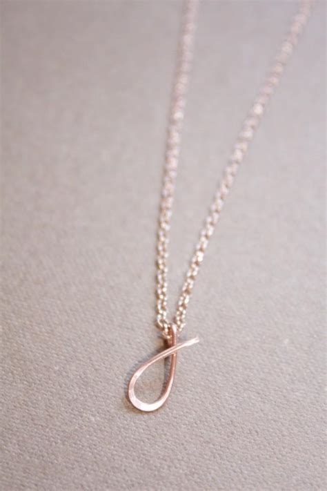 Letter J Necklace Rose Gold Initial Necklace Cursive Letter Necklace