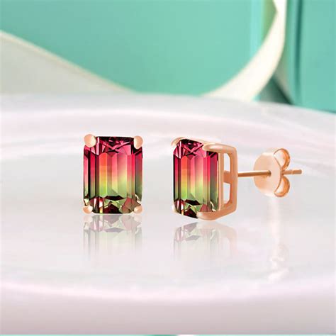 Inspired By You Emerald Cut Simulated Watermelon Tourmaline And Round