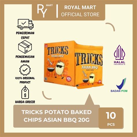 Jual Tricks Snack Biskuit Kentang Potato Chips Asian BBQ 20g X 10 S