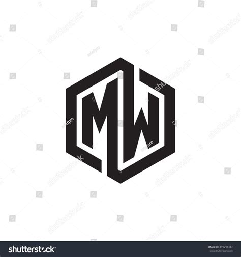 Stock Vektor Mw Initial Letters Looping Linked Hexagon Bez