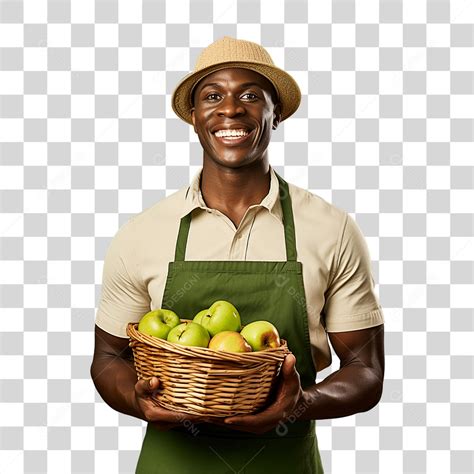 Homem Agricultor Cesta Nas M Os Cheia De Frutas Verduras E Vegetais