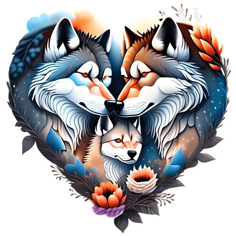 Wolf Love Affectionate Hugging Wolves Graphic · Creative Fabrica