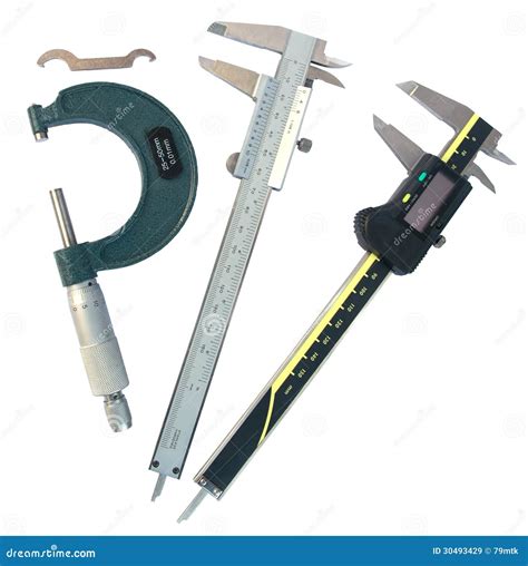 Micrometer and Vernier Caliper (with Clipping Paths) Stock Image ...