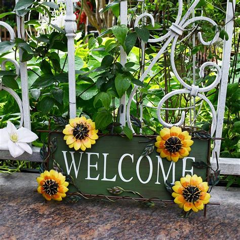 Metal Sunflower Welcome Sign Yk Decor