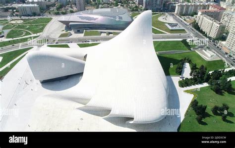 Heydar Aliyev Centre City Of Baku Skyline Drone Aerial Top View