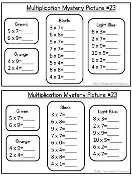 Penguin Multiplication Mystery Picture Winter Math Activity Tpt