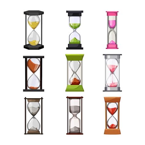 Premium Vector Sandglass Hourglass Set Cartoon Vector Illustration