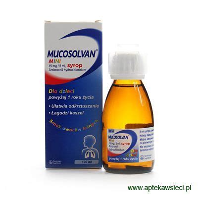 Mucosolvan mini syrop 0 015 g 5ml 100ml Leki na przeziębienie katar