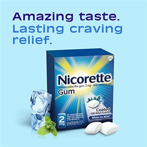 Nicorette 2mg Nicotine Gum To Help Quit Smoking White Ice Mint