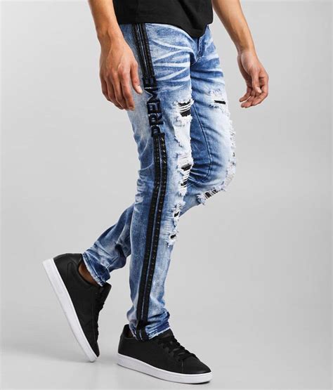 Preme Indigo Moto Skinny Stretch Jean Mens Jeans In Indigo Buckle