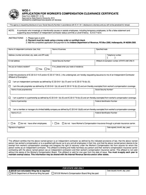 Indiana Workmans Comp Exemption 2015 2025 Form Fill Out And Sign