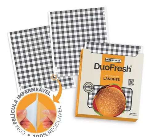 Papel Duofresh Acoplado 33x37cm Xadrez Preto C 500 Embala Lanche