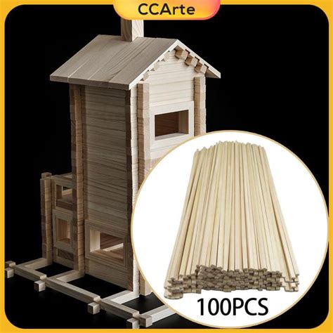 Ccarte 100pcs Unfinished Wood Sticks Woodcrafts For Crafts Model