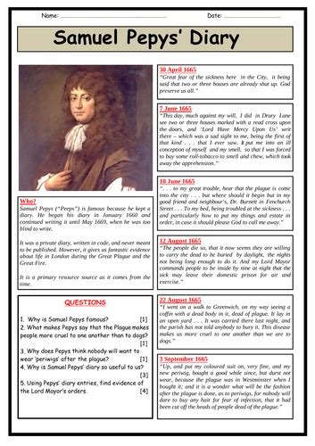 Samuel Pepys’ Diary and The Plague | Teaching Resources