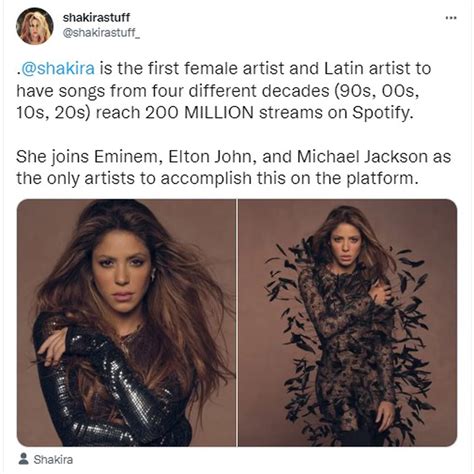 Shakira la primera mujer latina con sencillos de cuatro décadas con más de millones de