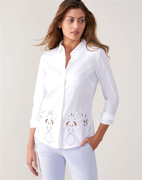 White Cotton Embroidered Shirt Pure Collection