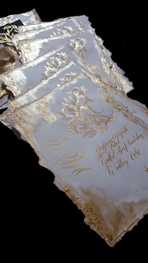 Custom Gold Foil Invitations with Luxurious Tarnished Gold Details