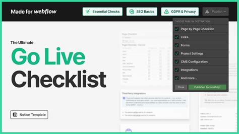 Free Webflow Go Live Checklist Notion Template Notionery