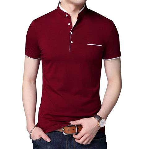 Trendy Mens Mandarin Collar Polo Shirt Rebelsmarket