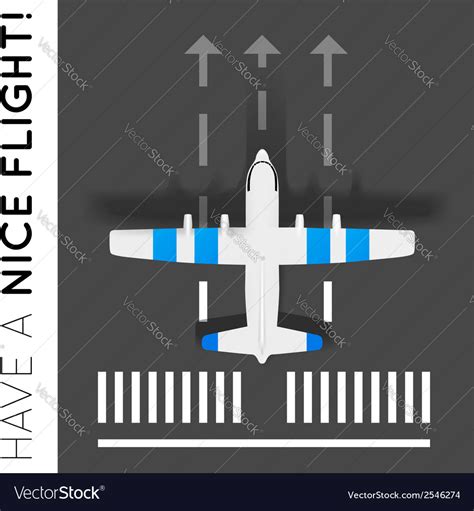 Plane on runway at airport top view Royalty Free Vector