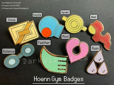 Hoenn Gym Badges With Display Board Metal Pin For Collection Etsy