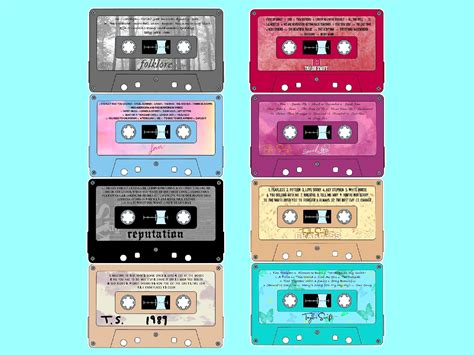 All Taylor Swift Album Cassette Stickers