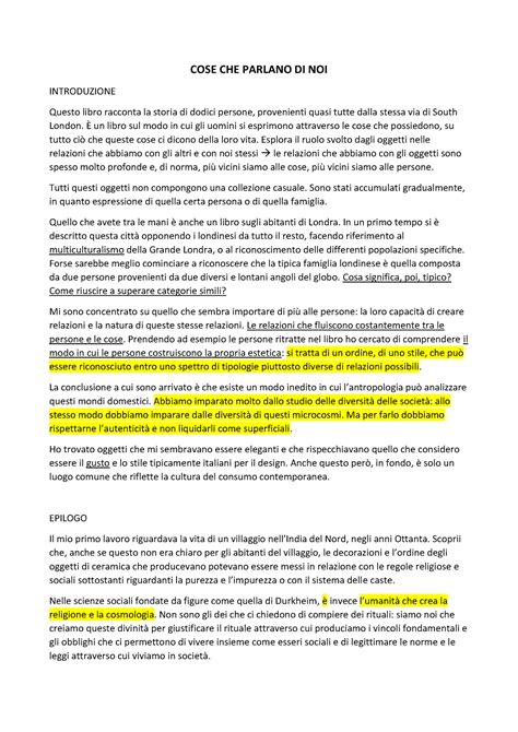 Cose Che Parlano Di Noi Miller COSE CHE PARLANO DI NOI INTRODUZIONE