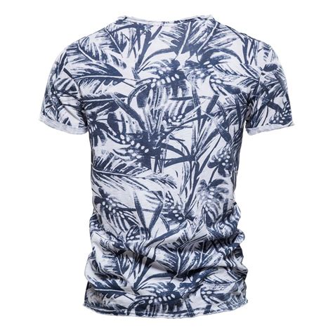 AIOPESON 2021 Hawaii Style Cotton T Shirt Men O neck Pr 虎窝淘