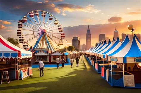 Premium Photo | A ferris wheel is shown at a fair.