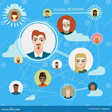 Social Media Circles Network Illustration Icon Stock Illustration