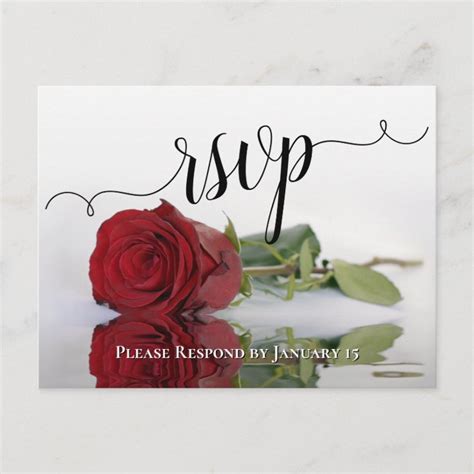 Romantic Red Rose Wedding RSVP Postcard | Zazzle