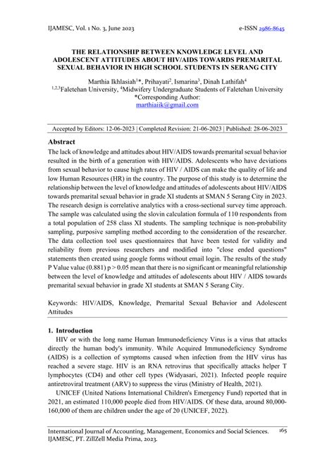 Pdf The Relationship Between Knowledge Level And Adolescent Attitudes