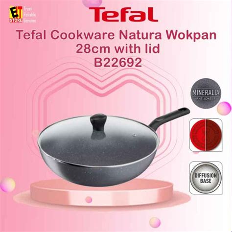 TEFAL COOKWARE NATURA WOKPAN 28CM WITH LID B2269295 Lazada