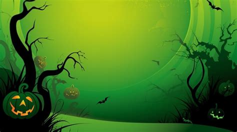 Premium Ai Image A Green Background With A Scary Tree And Bats In The Background