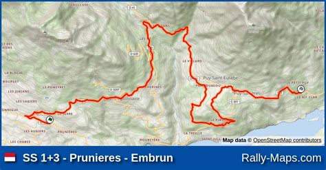 Ss Prunieres Embrun Stage Map Rallye Monte Carlo Wrc