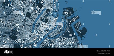 Detailed Blue Vector Map Poster Of Copenhagen City Administrative Area