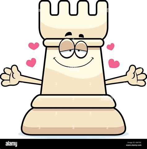 A Cartoon Illustration Of A Rook Chess Piece Ready To Give A Hug Stock