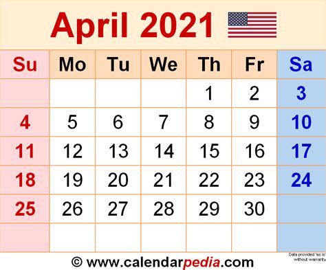 April 2021 Calendar Templates For Word Excel And Pdf