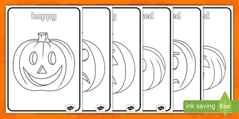 Halloween Pumpkin Faces Emotions Colouring Sheets Twinkl