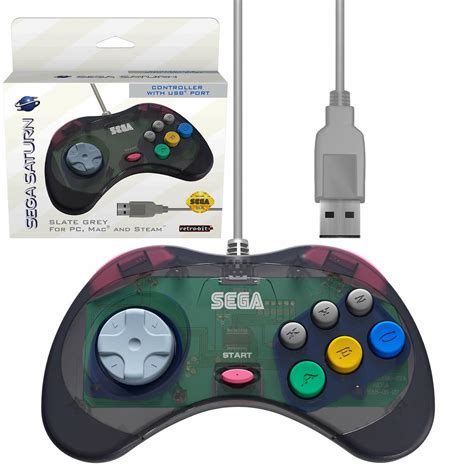 Retro Bit Official Sega Saturn Usb Controller Pad For Sega Genesis Mini